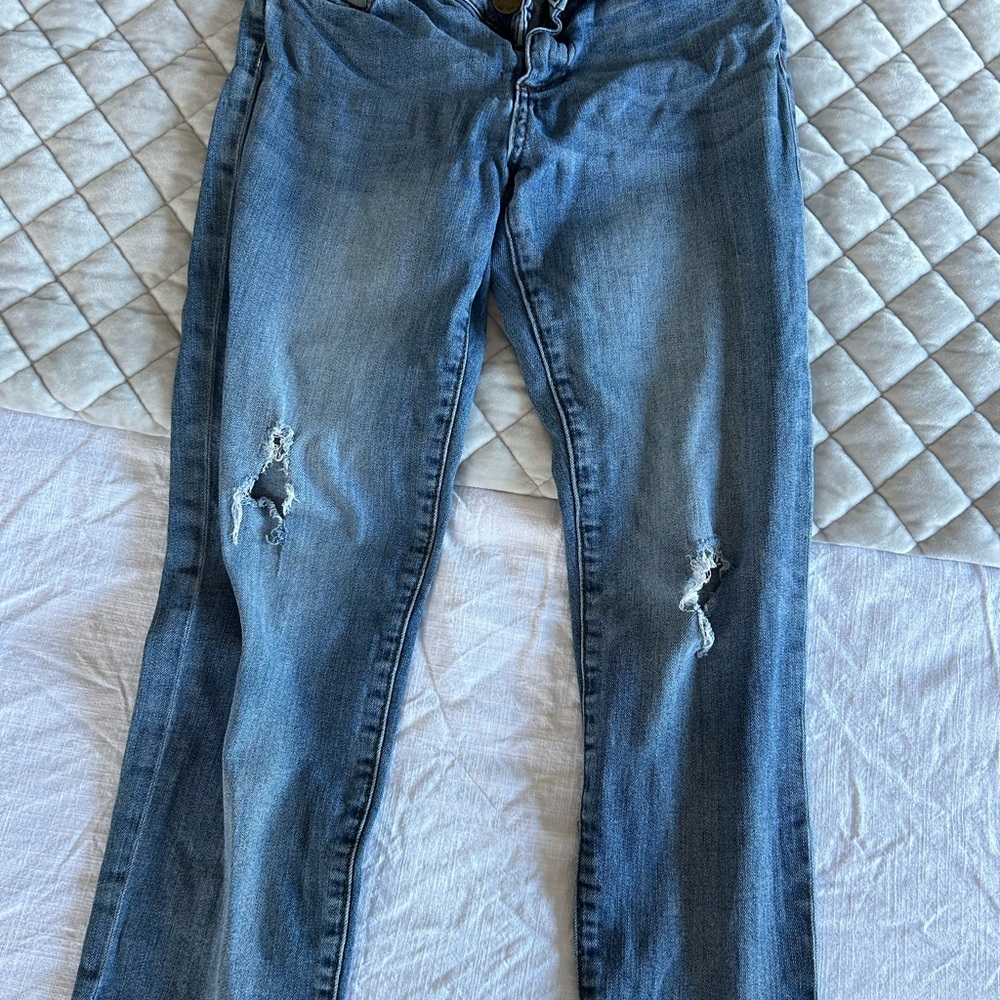 Kut from the Kloth Women's Skinny Distressed Blue Jeans